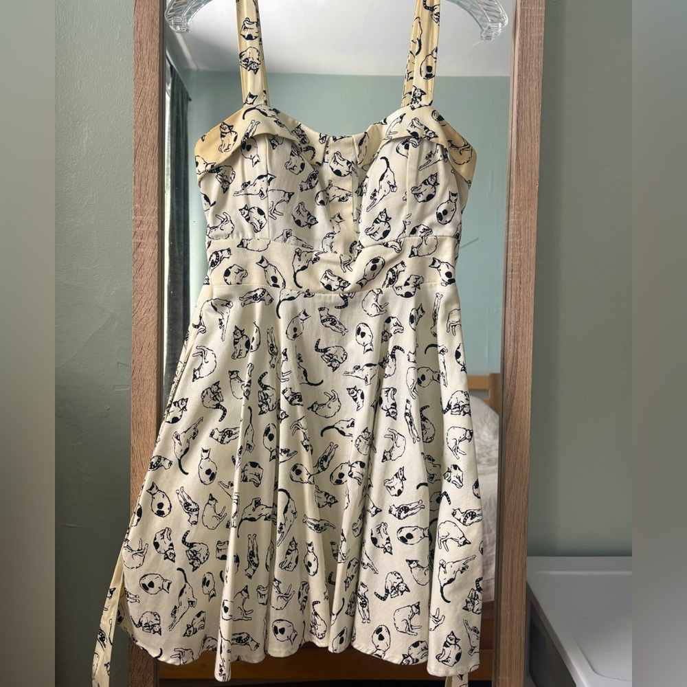 Cat Print Dress *STAIN REMOVAL NEEDED